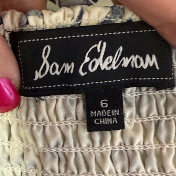 Sam Edelman Dress Size 6 Navy Blue &โ Cream Smocked Maxi Dress ๐๐ - Picture 9 of 11